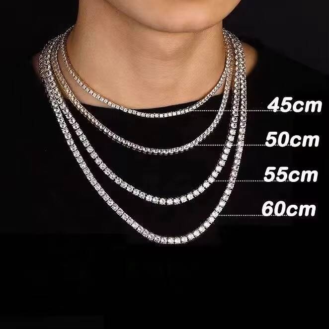 Speedin Jewelry China Wholesale 18K Gold Plated Tennis Chain 3mm 4mm 5mm Diamond Bracelet Necklace