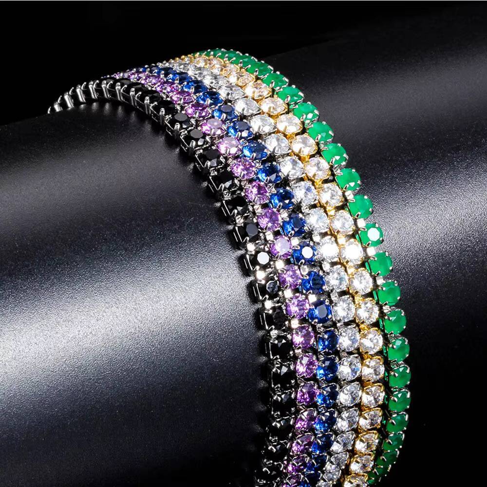 RQ Wholesale Cubic Zirconia 14K 18K Rose Gold Silver 3mm Tennis Chain Women Men Iced Out Crystal CZ Diamond Tennis Bracelet