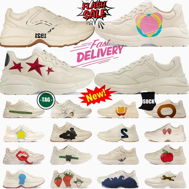 2025 Designer shoes women shoes men shoes Rhyton sneakers outdoor shoes free shipping black platform sneaker white shoes classic