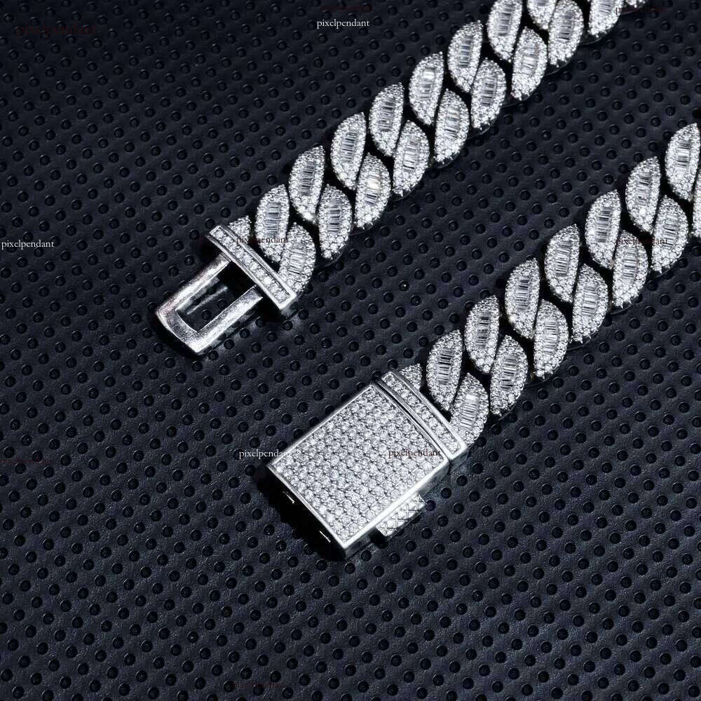 16mm Moissanite Hip Hop Fine Jewelry Cuban Link Chains Men Iced Out Necklace Gold Plated Pass Dia Tester