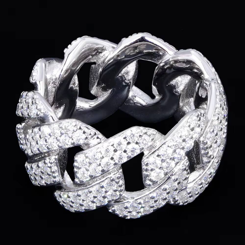 Cuban Ring Hiphop 925 Silver Moissanite D VVS1 Pass Diamond Test Wholesale Jewelry Factory Party Jewelry for Men