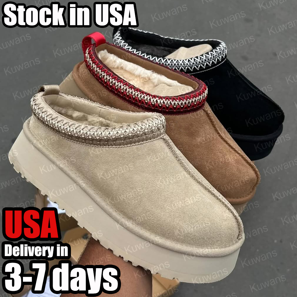 Womens Tazz Slippers Tasman Fur Slides Designer Classic Ultra Mini Platform Boot Chestnut Mustard Seed Sand Slip-on Suede Wool Comfort Winter Suede