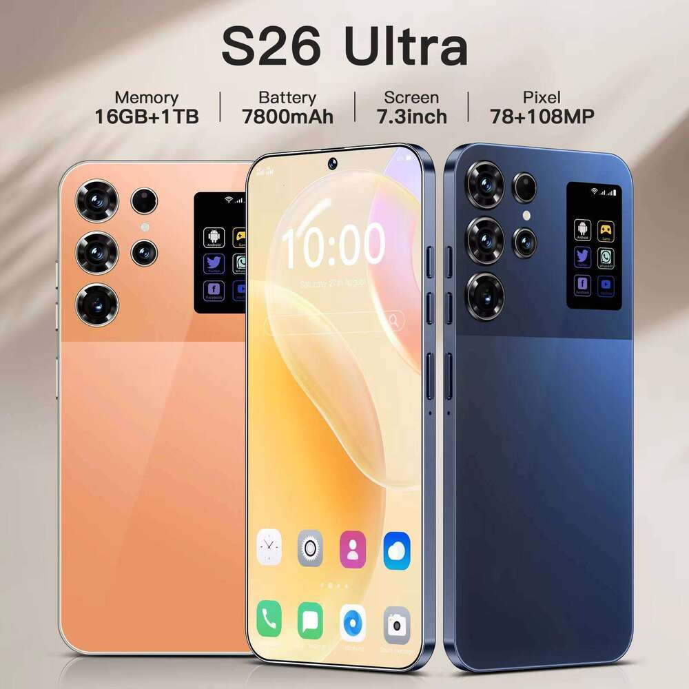 2025 New Model S26 Ultra Android 14 Smartphone 16 1TB 4G 5G 7.3inch HD Screen 72 + 108MP Dual SIM Phone