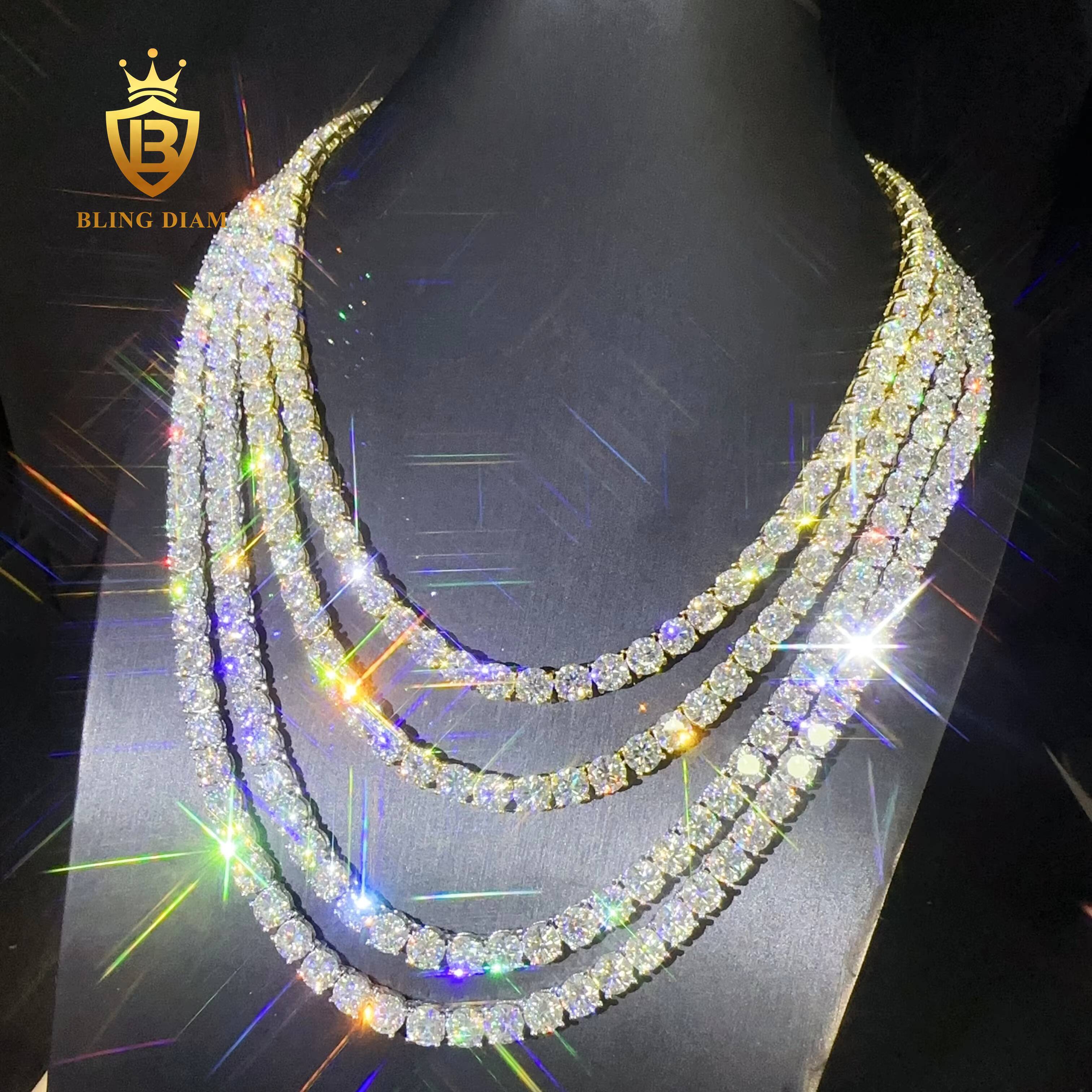 Wholesale Price RTS Hip Hop Silver 925 Pass Tester Diamond Chain 2mm 3mm 4mm 5mm 6.5mm VVS Moissanite Luxury Tennis Chain