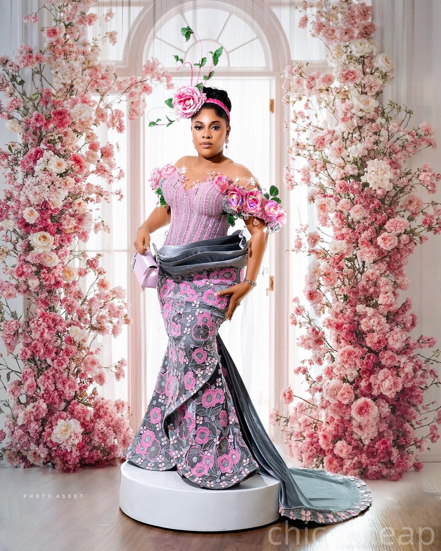 Pink Grey Mermaid Prom Dresses 2025 Flowers Crystals Beaded Evening Formal Party Second Birthday Engagement Gowns Plus Size Dress For Special Occasion