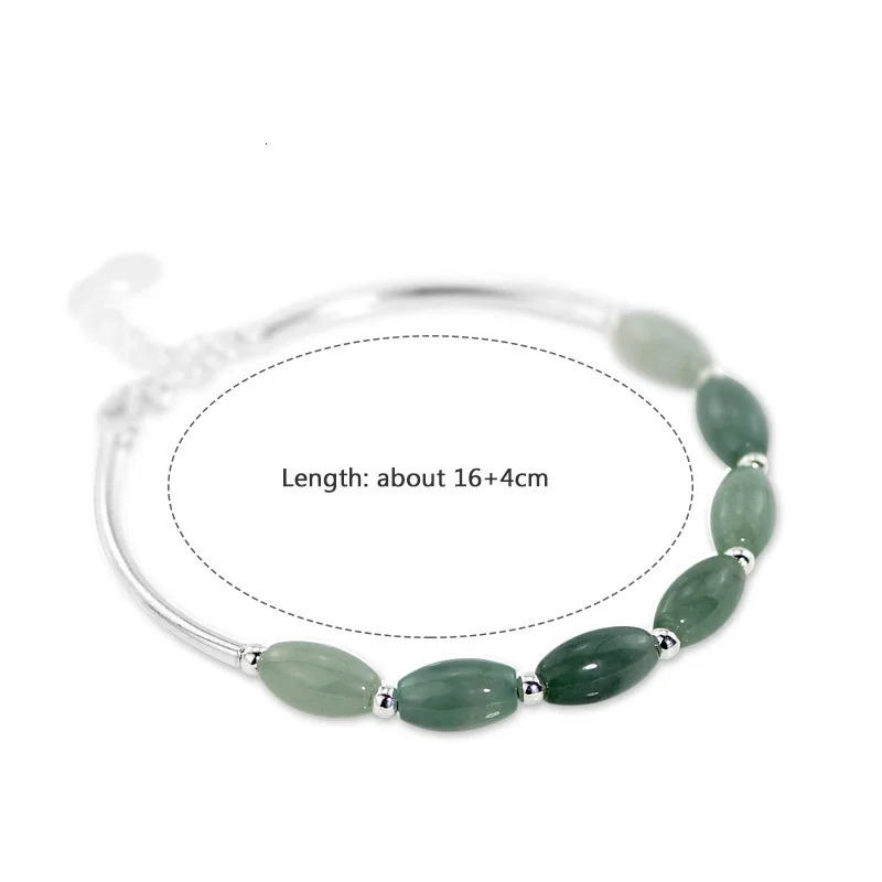 Ruifan Oval Natural Stone Green Jade Pure 925 Sterling Silver Bangle Bracelets for Women S925 Fine Jewelry Accessories YBR098 250730