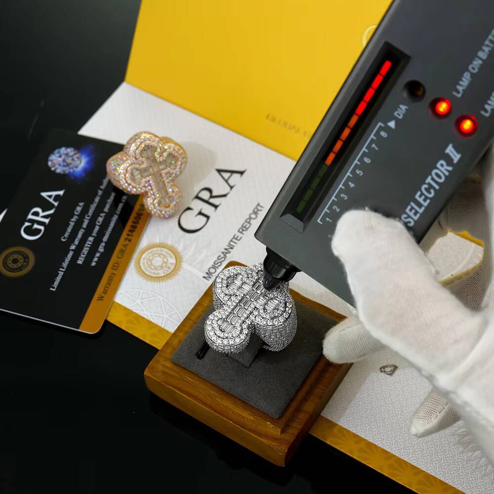 Iced Out Rose Gold Plated Simple Men Hiphop Mossanite Moissanite Cuban 925 Sterling Silver Cross Fine Jewelry Rings for Girls