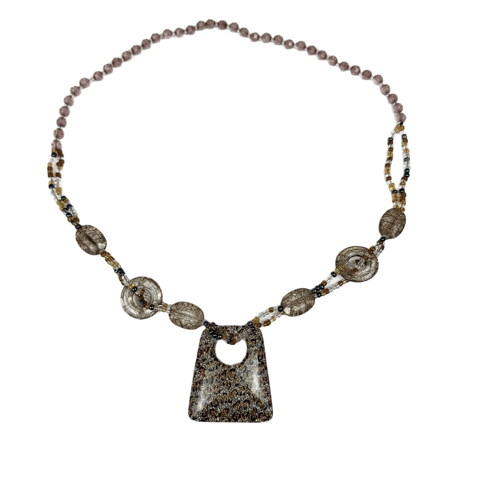 Women's Vintage Tribal Leopard Print Pendant Necklace Y2K Long Collarbone Chain Edgy Alternative Statement Jewelry for Women