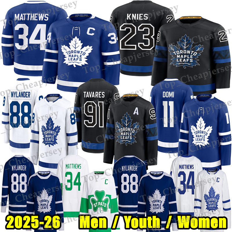 2025 New #34 AustonS MatthewsS torontoS Hockey Jersey maple leafs jersey William Nylander Marner John Tavaress Max Domi Morgan Rielly Joshua Matthew Knies jerseys