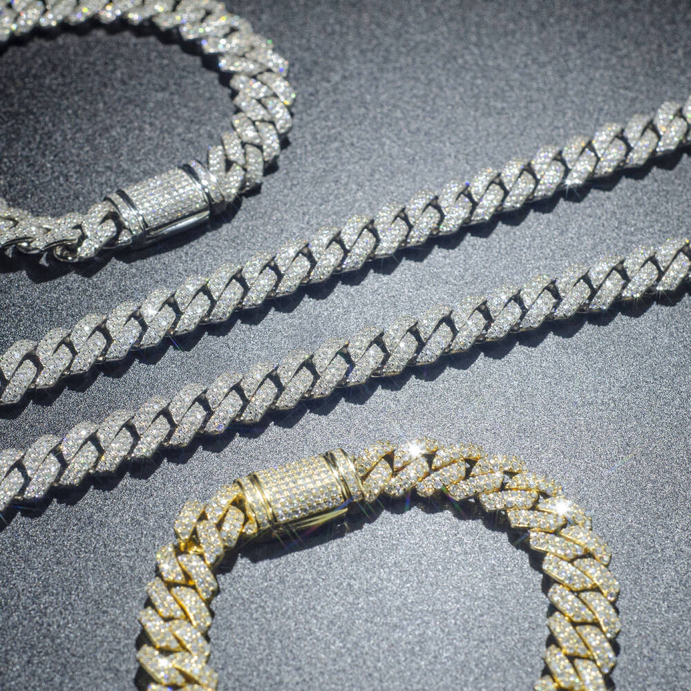 Fashion Male Necklaces 14mm 18K Rose Gold Plated 925 Silver Mosan VVS Moissanite Cuban Link Chain Chunky Necklace Hip Hop Chain