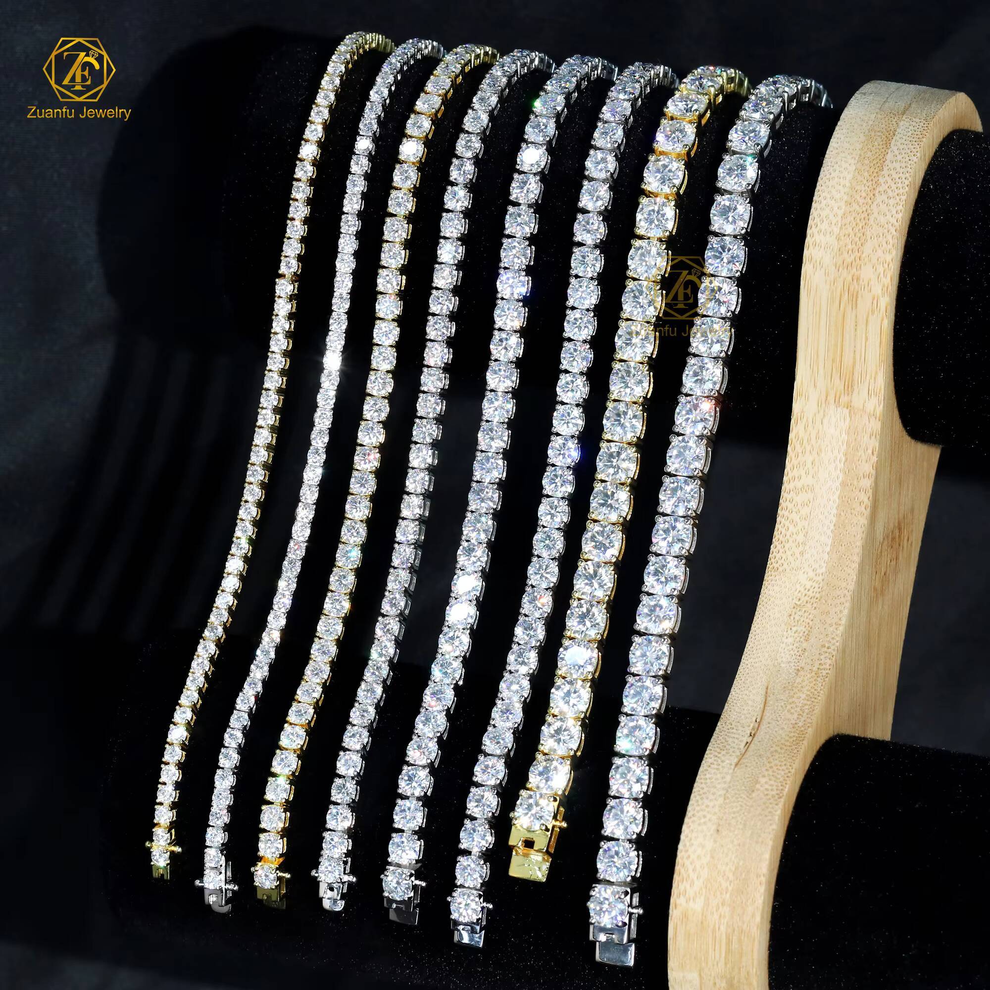 Shinny D VVS Moissanite Diamond Iced Out Hip Hop Bracelet Pass Diamond Tester 3mm 4mm 5mm LAB Moissanite Tennis Bracelet