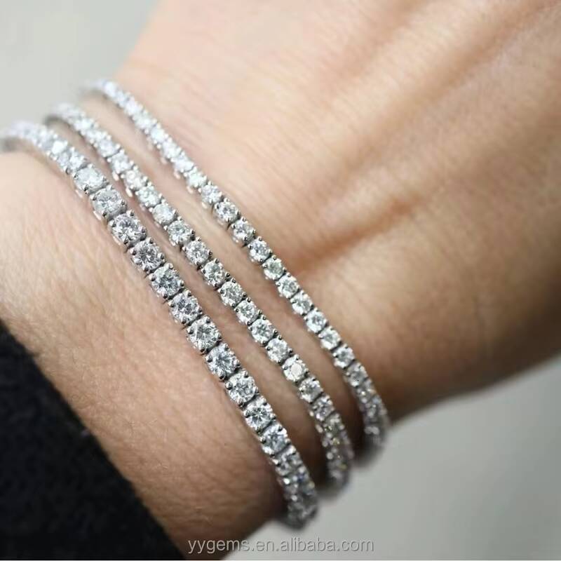 Colorful Blue/Green Moissanite Diamond Tennis Bracelet Fine Silver Jewelry with VVS Stone Elegant Necklace Design