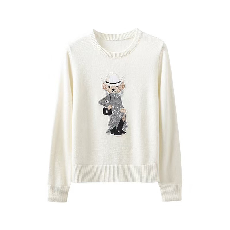 Sweater designer men and women cartoon bear loose knitted sweater long-sleeved women's clothing S-L