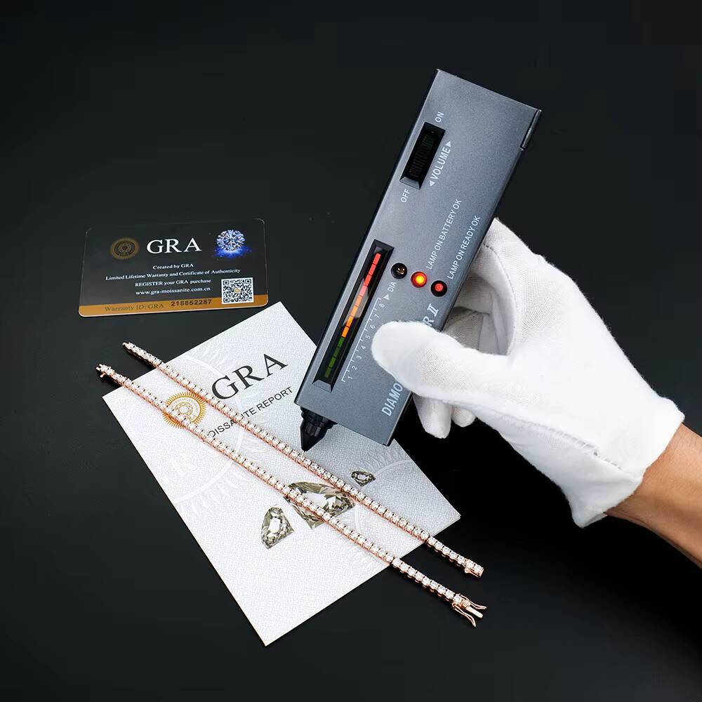 Girls 3mm Luxury Jewelry Rose Gold Plated S925 Silver Iced Out Diamond Mossanite Moissanite Tennis Chain Bracelet for Men Women