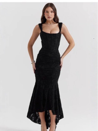 2025 European and American women's S fashion new strapless tube top sexy spicy girl temperament exposed back mermaid long skirt designer dress