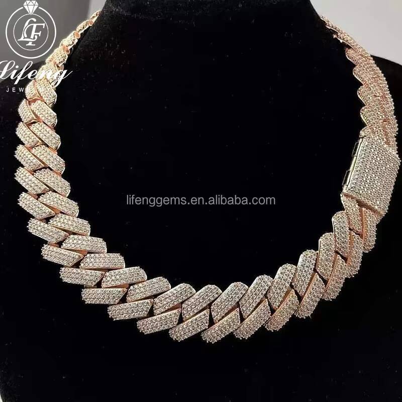 18MM Moissanite Chain Hiphop Men Cuban Link 925 Sterling Silver Iced out Diamond VVS Necklace