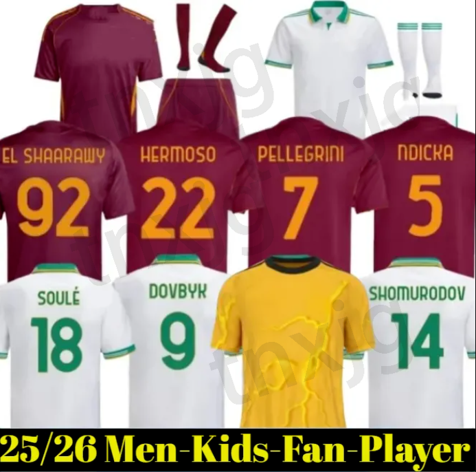 S-4XL 25 26 men kids soccer jersey football shirt 2025 ROMA ABRAHAM PAREDES DYBALA MANCINI E. LE FEE ZALEWSKI EL SHAARAWY ROME