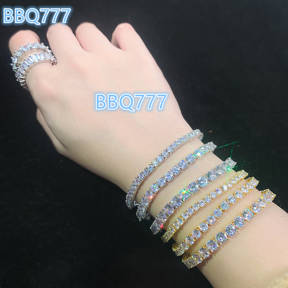 Women 100% Sterling Silver 5A Zircon Bracelet Fashion Luxury 925 Sterling Silver 3mm Tennis Bracelet
