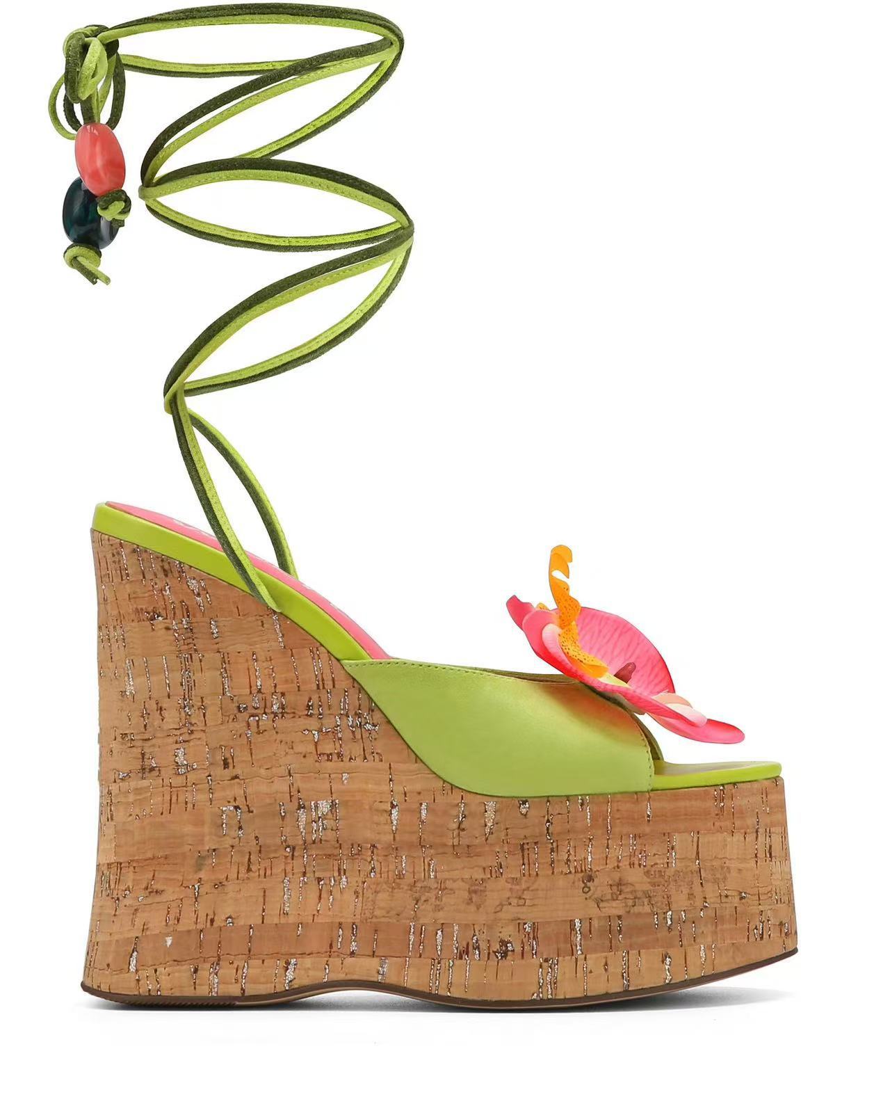 2025 Steampunk Platform Sandals Women's 9cm Woodgrain Wedge Victorian Industrial Ankle Strap Heels (Antique Walnut/Light Oak/Black Lace) TUES