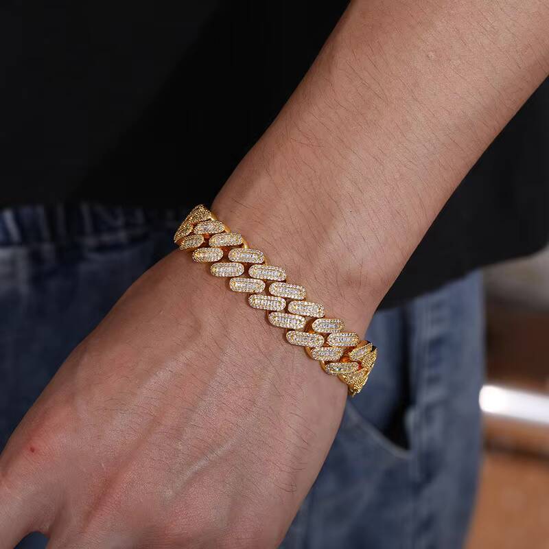 Fashion Jewelry Women 18K Gold Plated Cuban Chain Necklace Zircon Copper In-Stock Gemstone