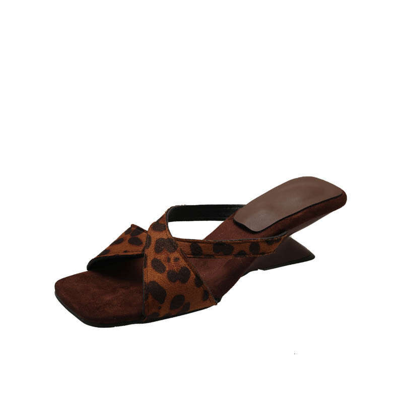 2025 Summer New Square Open Toe Wedge Heel Half Slippers Vacation Beach Roman One Strap Women's Sandals