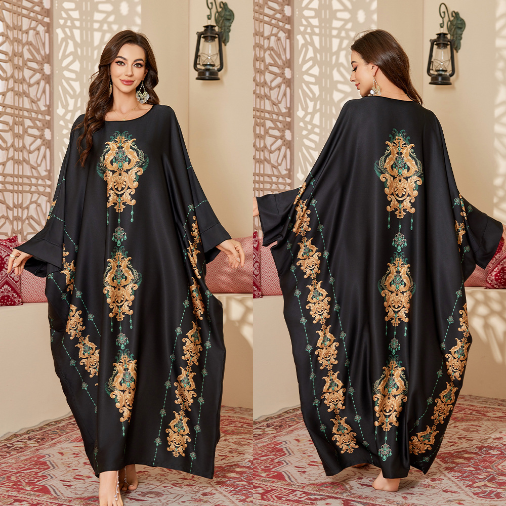Outfits For Woman New large-size pajamas for women suitable for spring and autumn Chinese style made of satin with gorgeous prints long nightgown