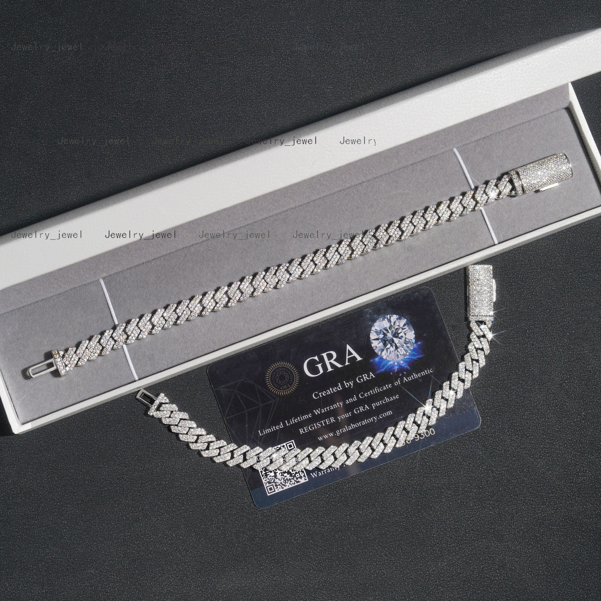 Qianjian Hip Hop Rapper Jewelry 14MM Moissanite Diamond Chain 925 Sterling Silver Moissanite Cuban Bracelet Link Chain for Men