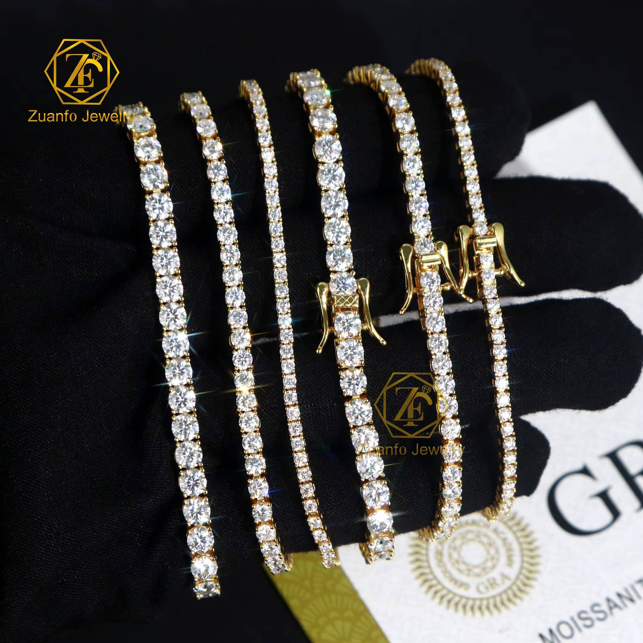 Hot Selling Pass Diamond Tester Iced Out GRA Certificate 2MM 3MM 4MM 5MM 6.5MM 925 Sterling Silver Moissanite Tennis Bracelet