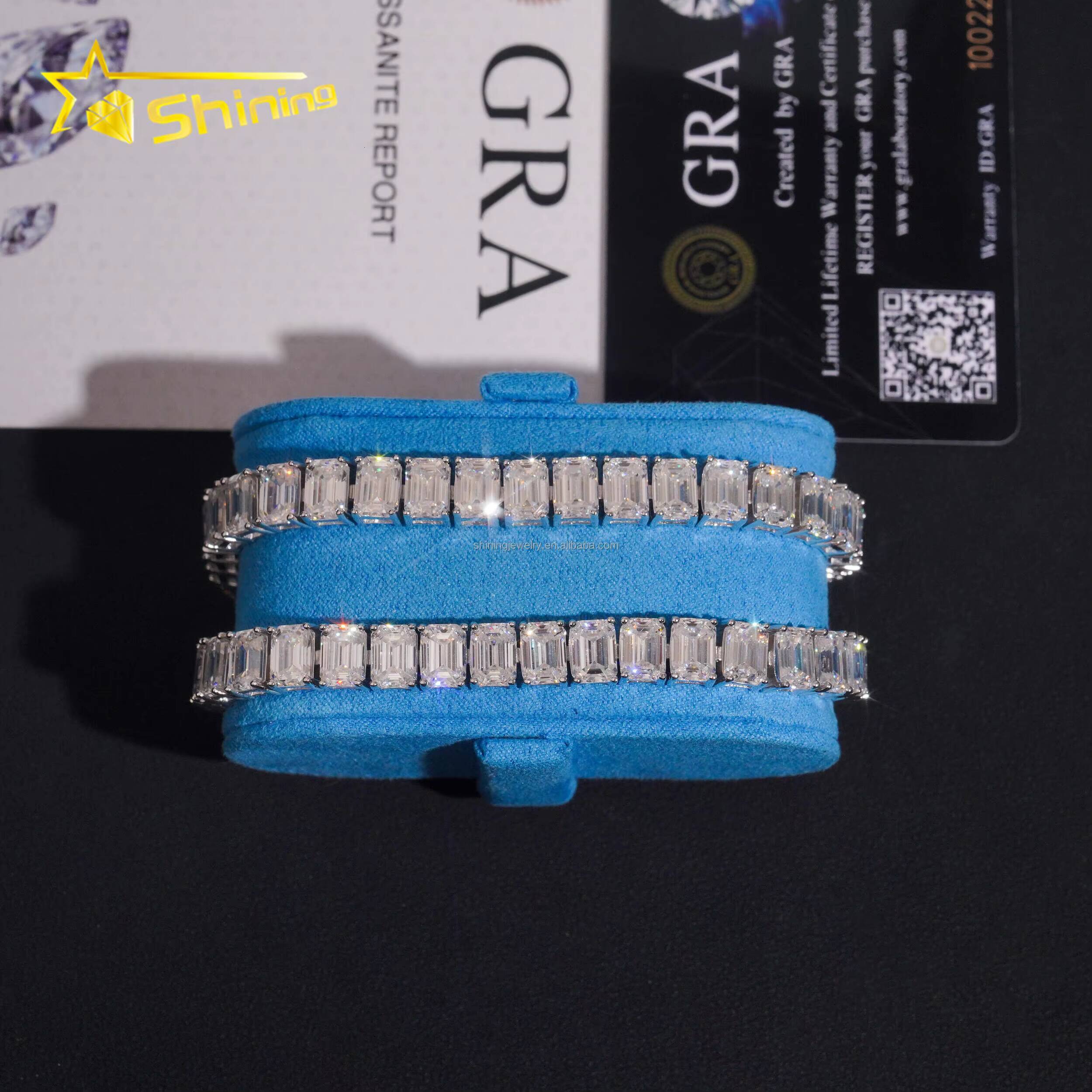 Luxury Emerald Cut Moissanite 5x7mm Tennis Bracelet 18k Gold Plated 925 Silver Fashion Design High Quality Bracelet