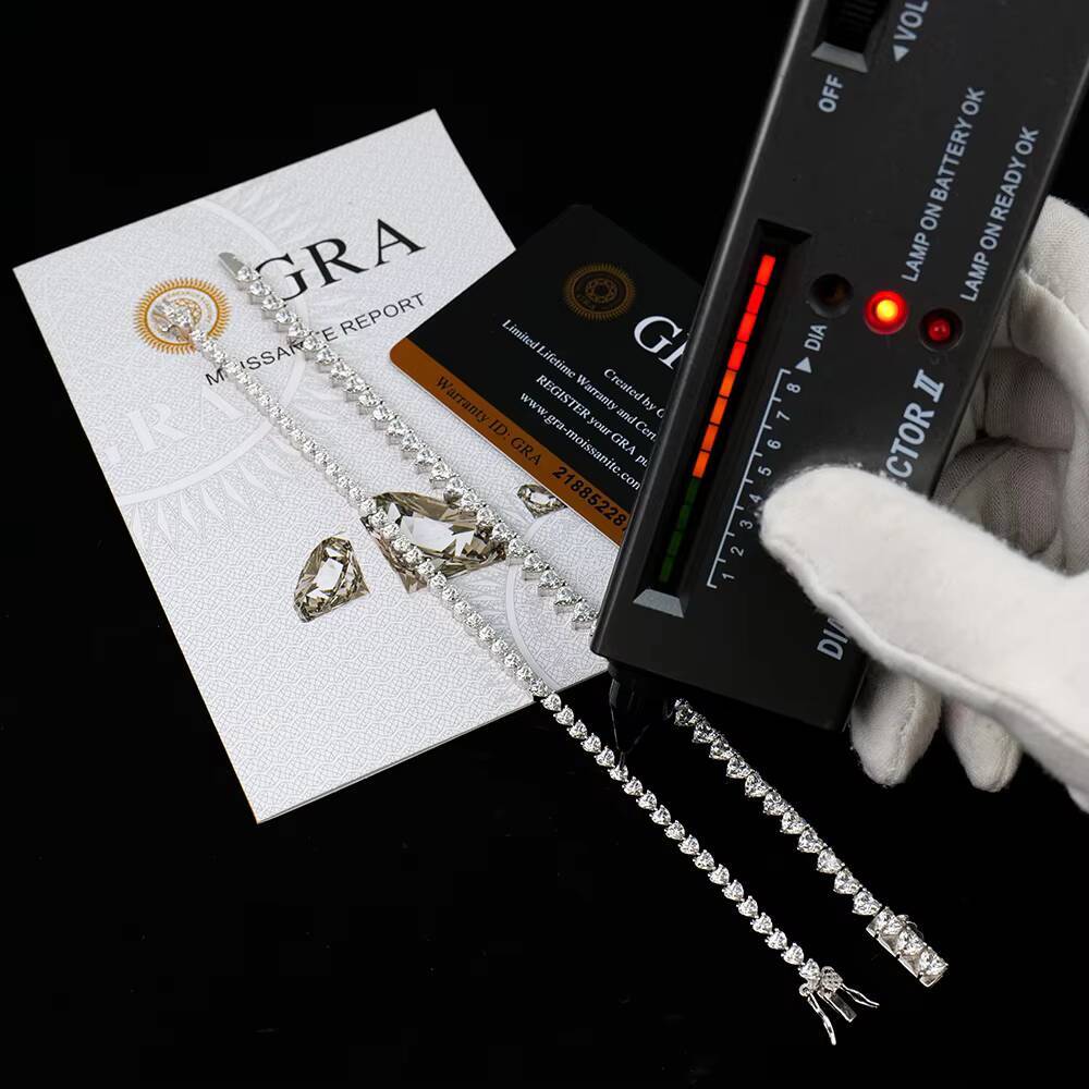 Factory Wholesale Custom Womens 925 Silver 3mm 4mm Heart Lab Grown Diamond Mossanite Trendy Style Gift Tennis Bracelet