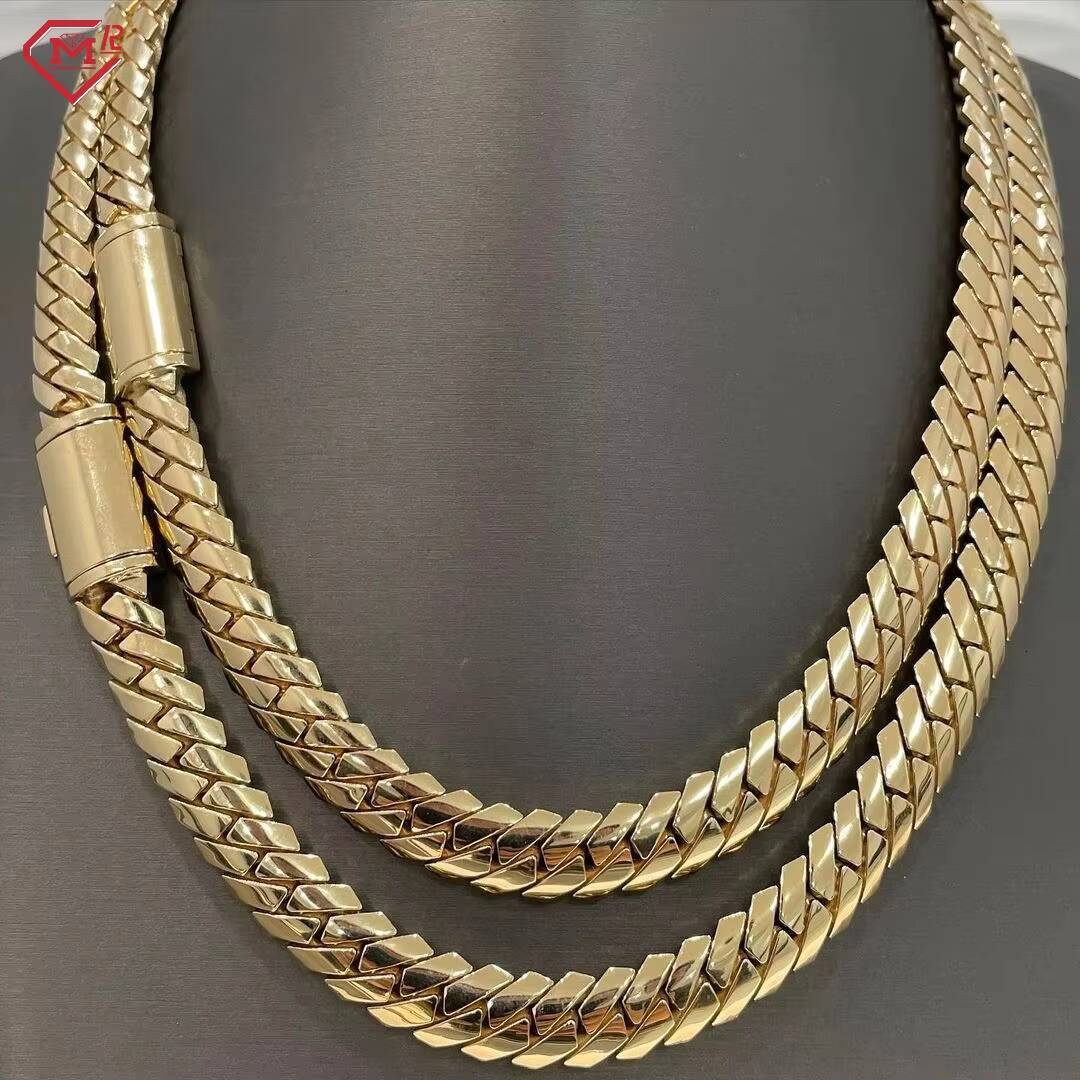 Hip Hop Moissanite Clasp Cuban Link Chain Plating 12mm Necklace Men 925 Silver Cuban Chain