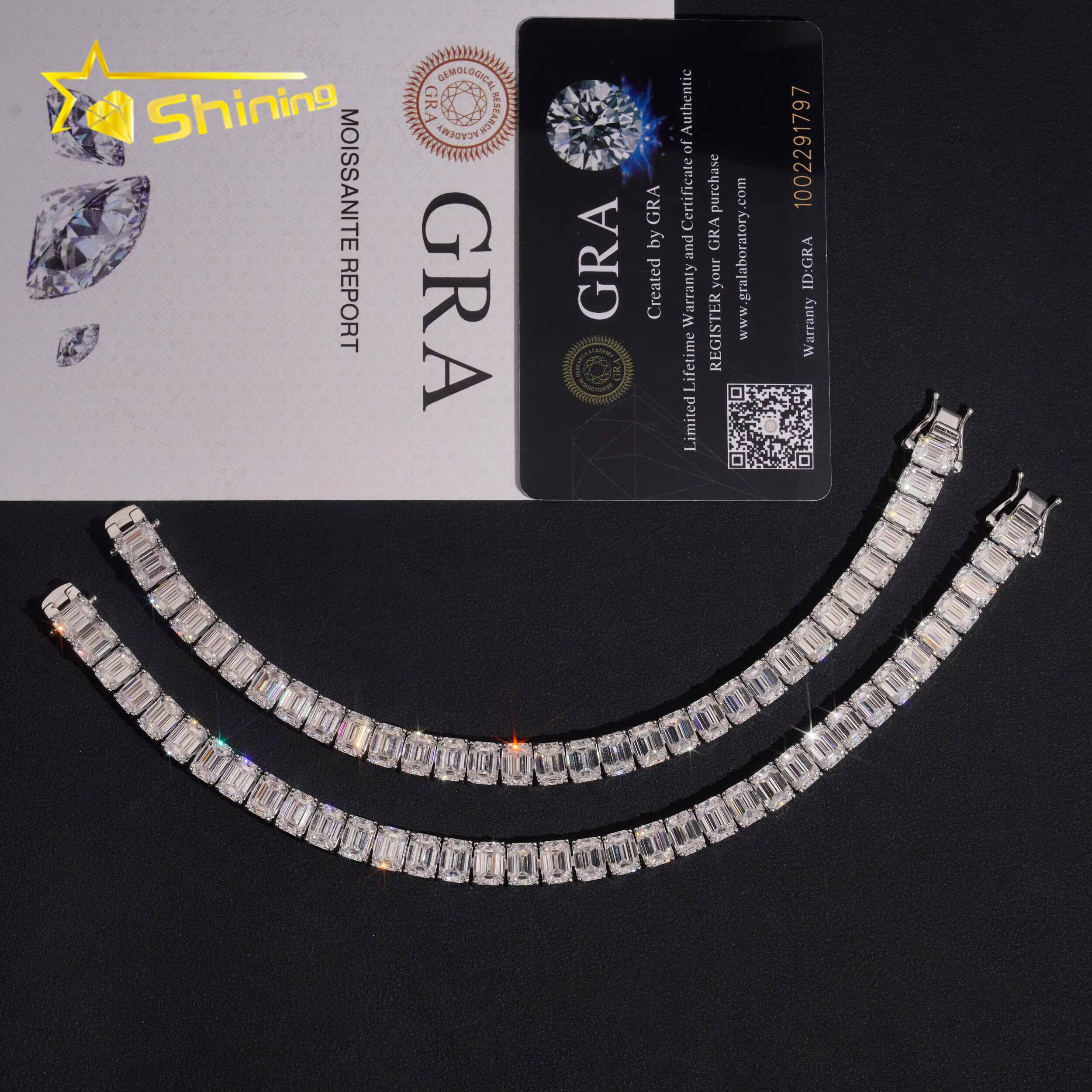 Luxury Emerald Cut Moissanite 5x7mm Tennis Bracelet 18k Gold Plated 925 Silver Fashion Design High Quality Bracelet