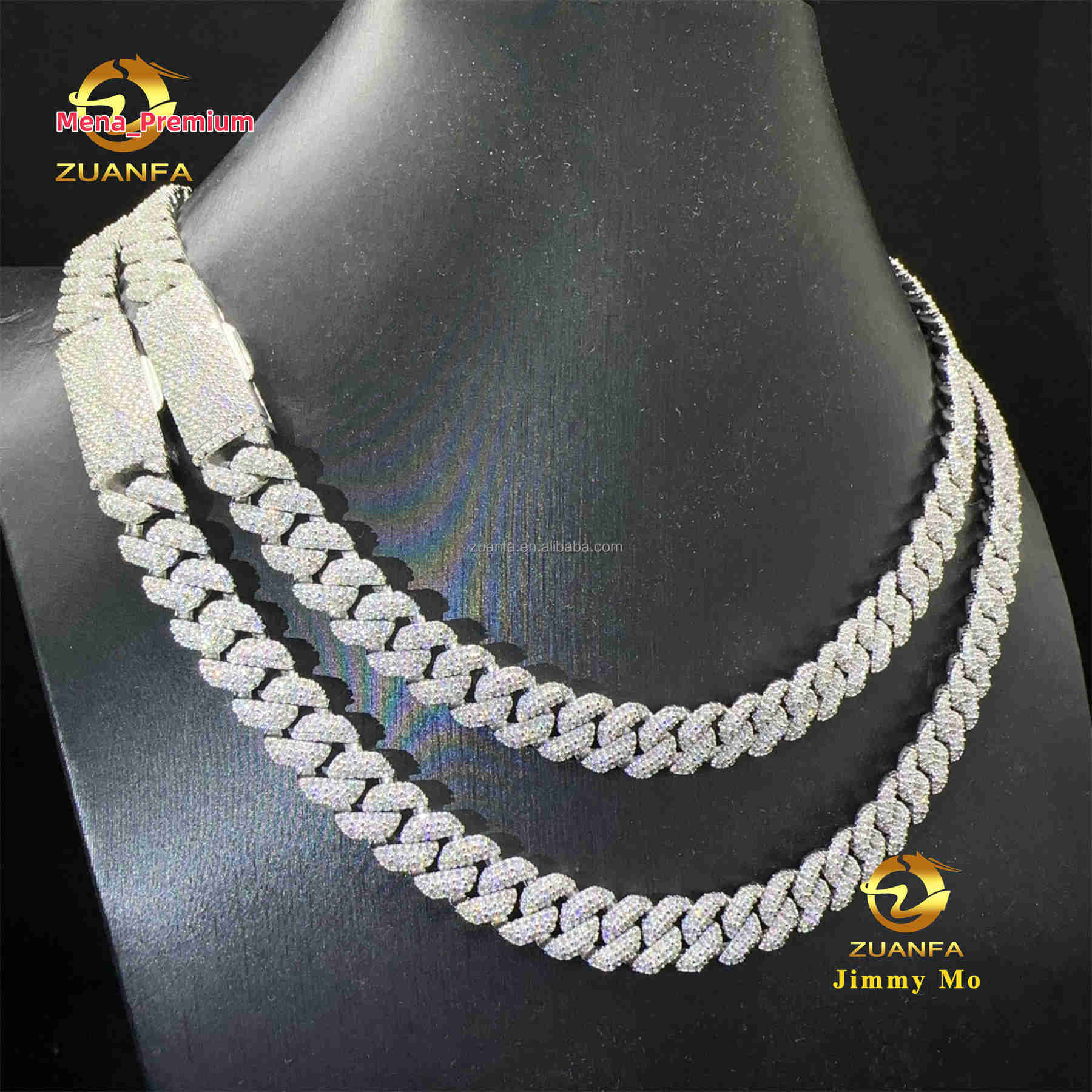 New Arrivals 10mm Fashion Hip Hop Style Jewelry Iced Out 925 Solid Silver VVS1 Moissanite Diamond Miami Cuban Link Chain Men
