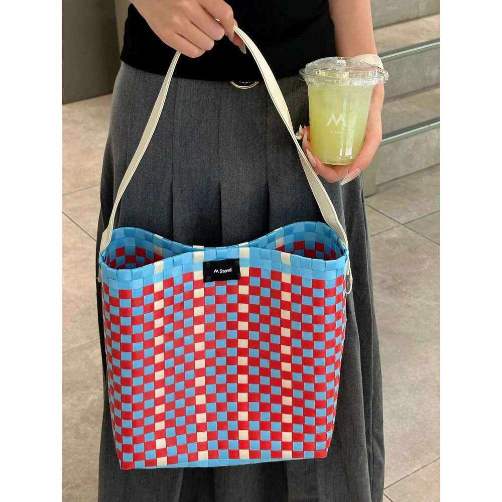 M Brand July New Coffee Merchandise Woven Handbag Basket Internet Celebrity Fashion Commuter Crossbody Bag