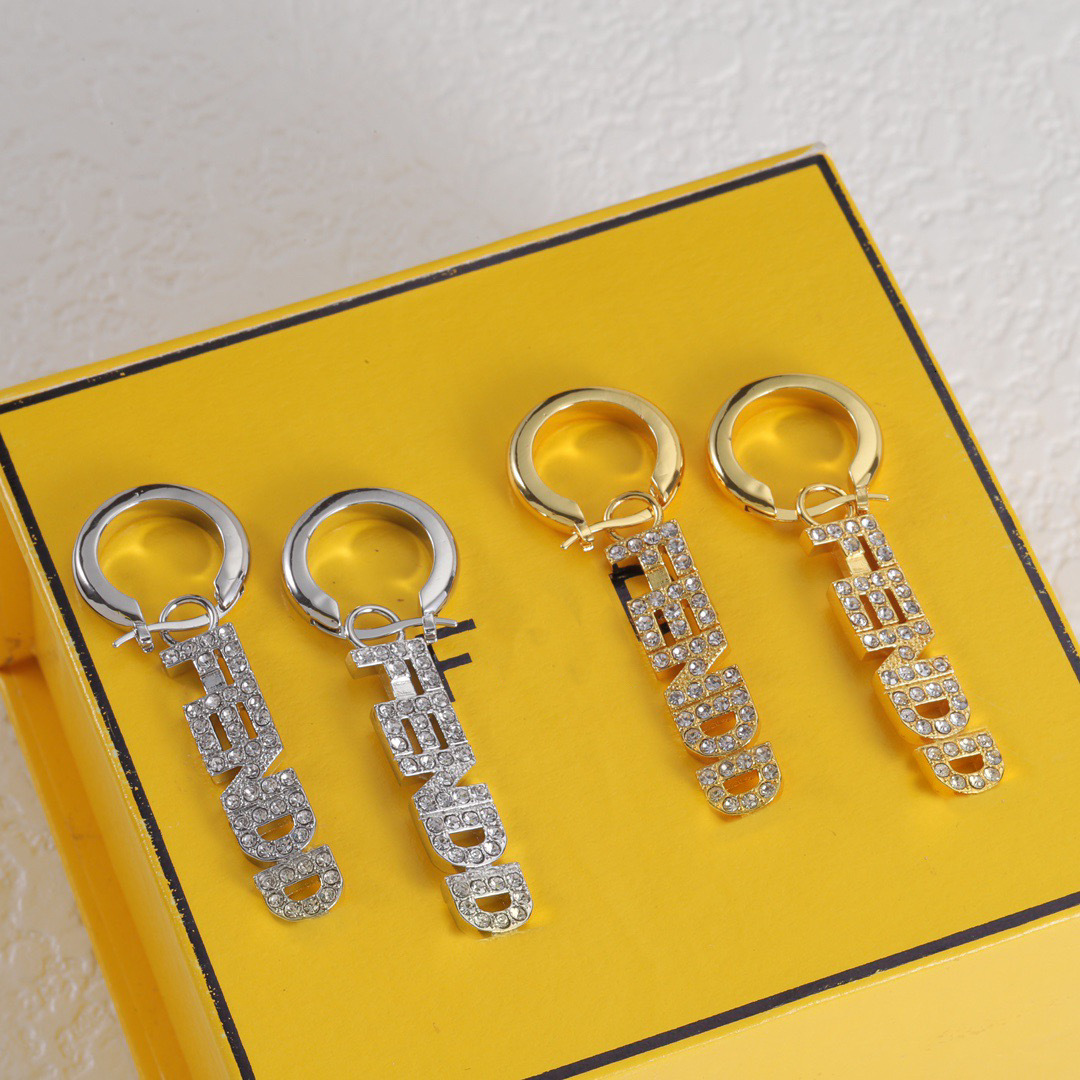 designer earrings stud luxury jewelry for men women gold silver woman new rhinestone f letter personality vintage style women оfendiаfendinini