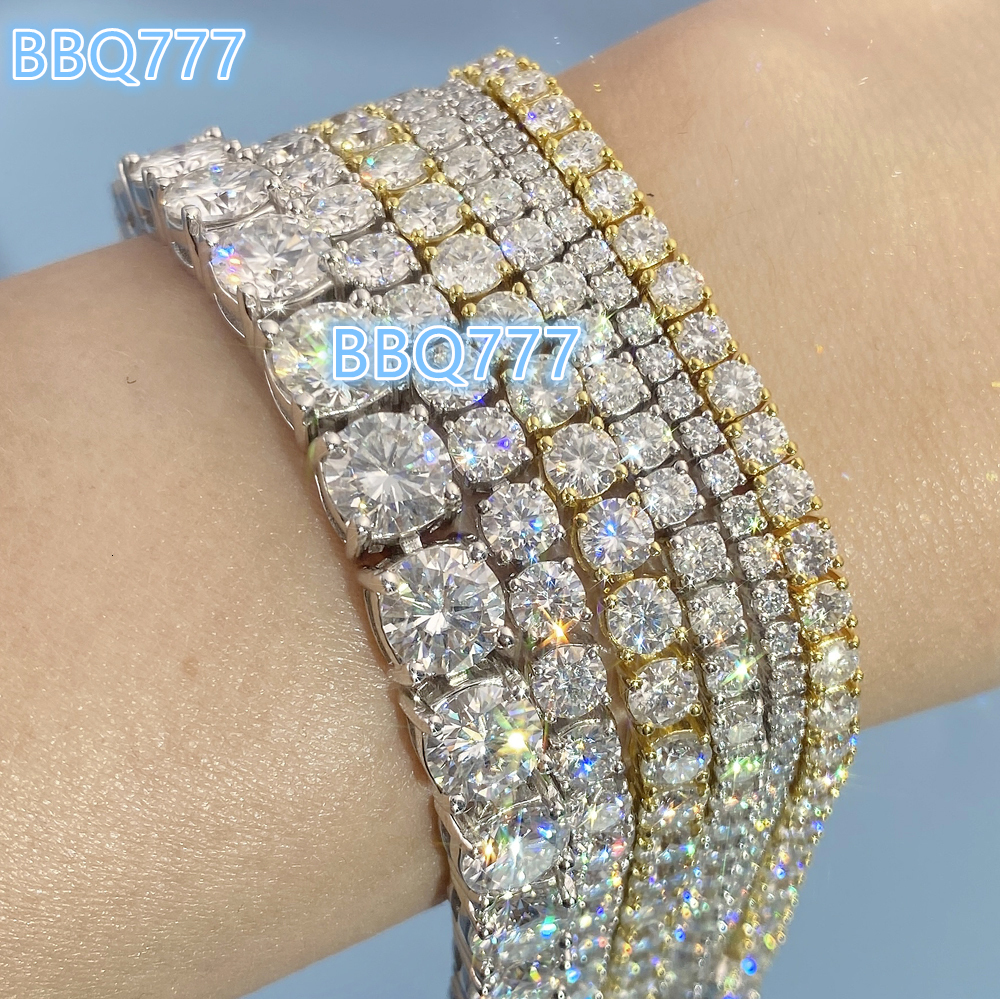 Fashion Unisex Jewelry Real Gold 10K 14K Diamond Tennis Chain 3mm Chain Bracelet Charm Lab Created Diamond Tennis Bracelet Men