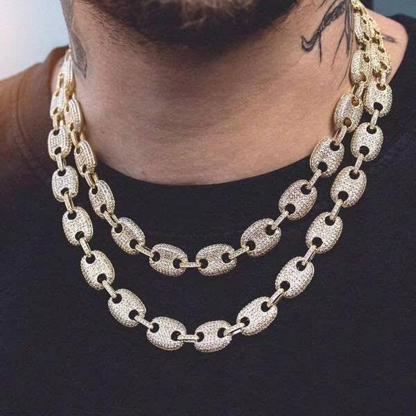 Thick Metal Stainless Steel Real 18K Gold Plated 12MM Vvs Diamond Flat Cut Curb Link Miami Cuban Chain Necklace Bracelet Watch