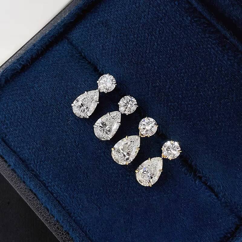 IGI Certified Lab Grown Diamond Stud Earrings 18K Solid Gold Pear Drop Eardrop Unique and Elegant Jewelry