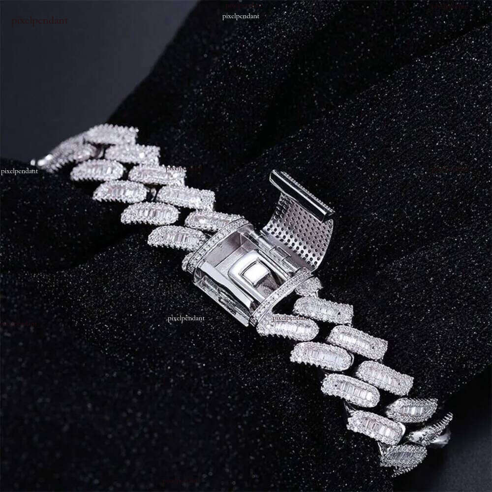 Master Rocks Jewelry Sterling Sier 15mm Hip Hop Bracelets Iced Out Vvs Moissanite Cuban Link Chain