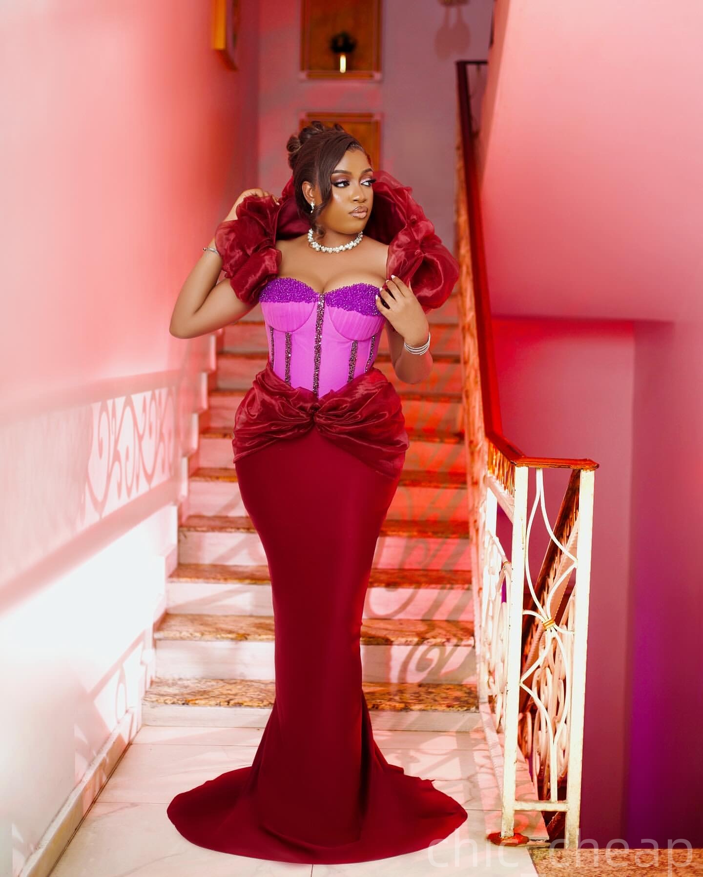 Dark Red Mermaid Prom Dresses 2025 Beaded Satin Portrait Evening Formal Party Second Birthday Engagement Gowns Plus Size Dress For Special Occasions Z