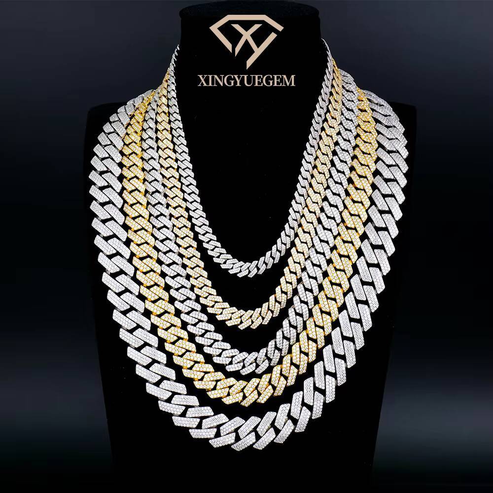 Factery Price Custom 8-20mm Sterling Silver Iced Out Diamond Mossanite Moissanite Vvs Hip Hop Jewelry Cuban Link Chains Necklace