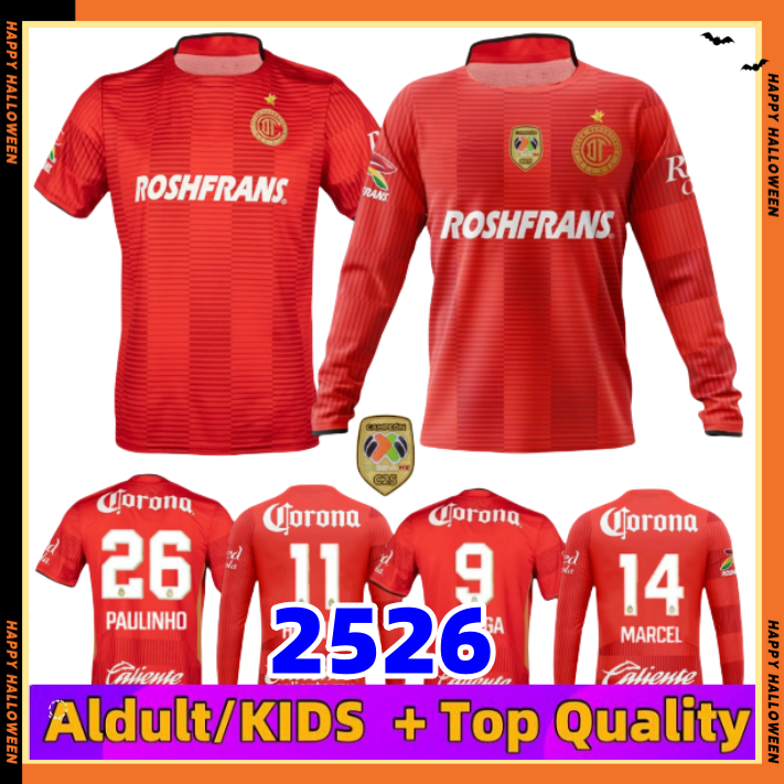 25 26 Deportivo Toluca FC soccer jerseys A.Vega PAUILINHO MARCEL 2025 2026 football shirts maillot ANGULO DOMINGUEZ home away third Men Uniforms Kids Kits