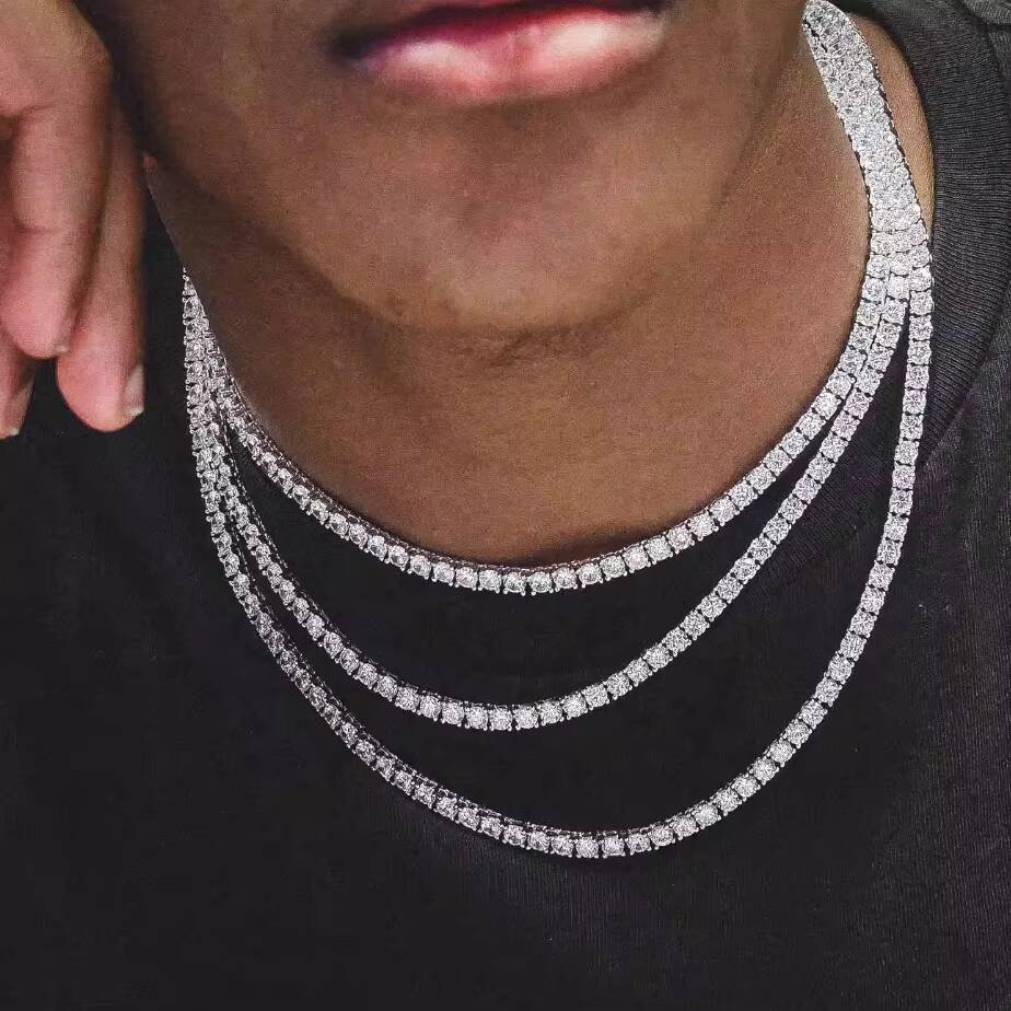 Speedin Custom GRA Jewelry S925 Silver Pass Diamond Tester Tennis Ice Out Moissanite Diamond Tennis Necklace Chain