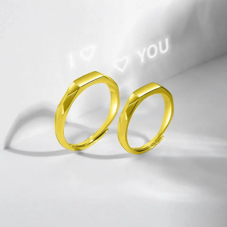 Adjustable Light Sculpte projection Reflective Couple Sterling Silver 925 Ring Valentines Day Wedding Anniversary Fashion Gift. 250730