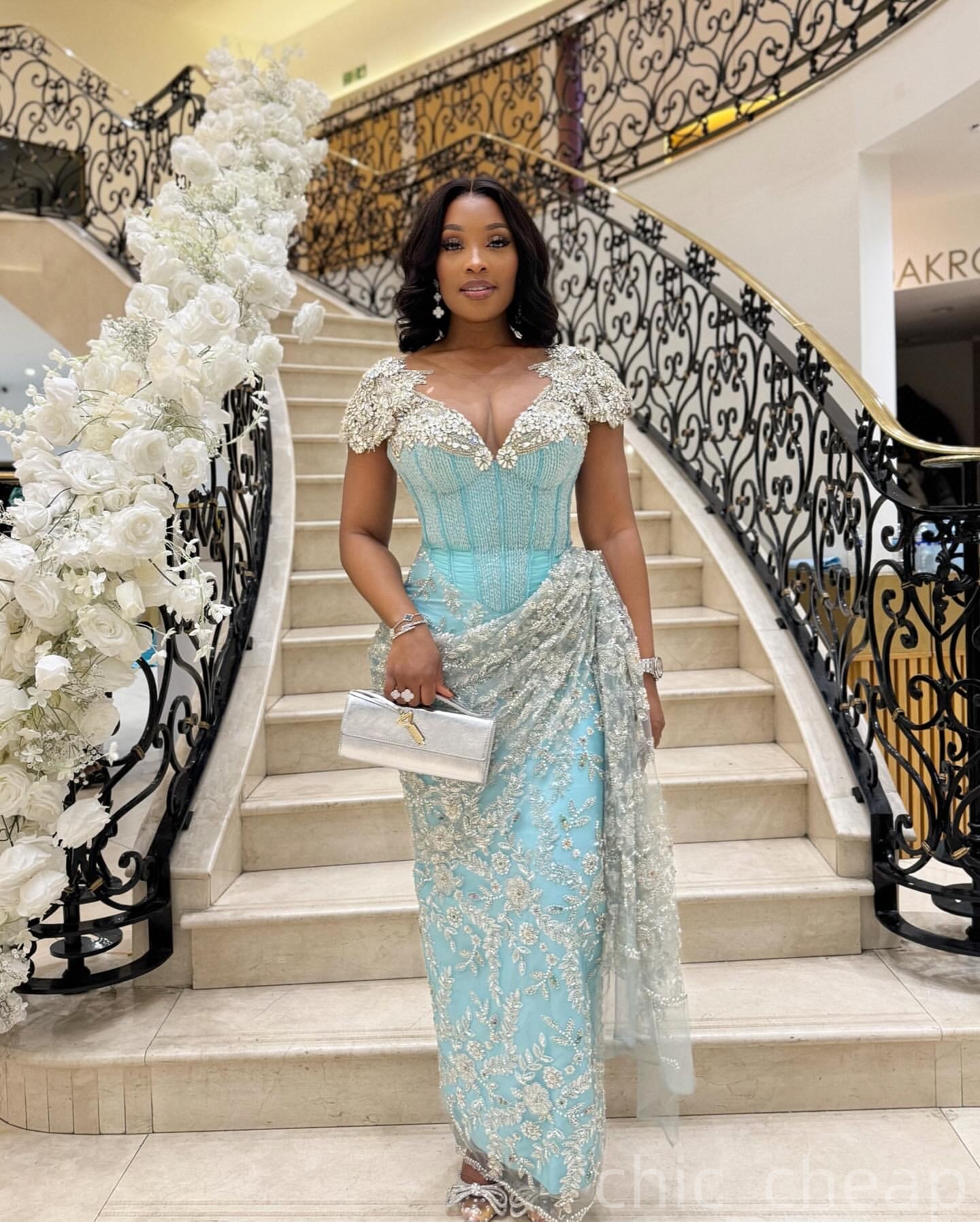 Sheath Sage Evening Dresses Beaded Crystals Sequined Lace Prom Formal Party Second Birthday Engagement Gowns Plus Size Dress For Special Occasions