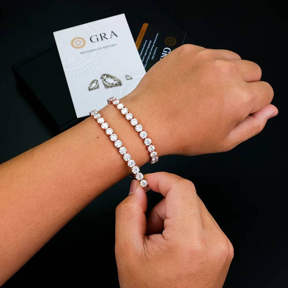 6mm VVS Moissanite Diamond Tennis Bracelet Fashionable Rose Gold 925 Sterling Silver Lab Grown Mossanite Jewelry for Women Gift