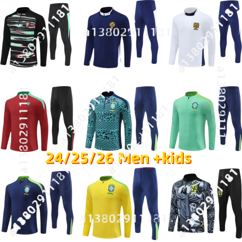 2025 2026 soccer tracksuit Portugal training suit Men and kids Brasil 24 25 26 brazilS football tracksuits jogging kits Survetement Foot chandal futbol tuta