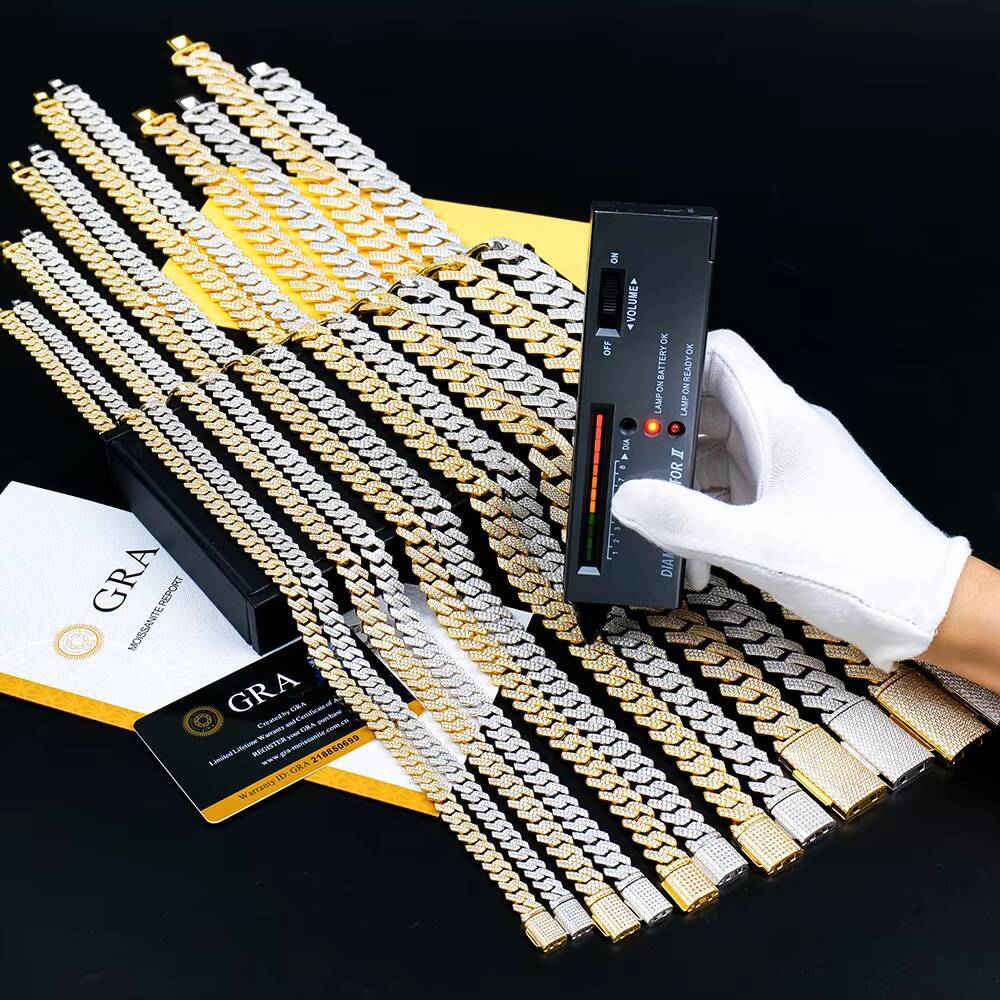 Factery Price Custom 8-20mm Sterling Silver Iced Out Diamond Mossanite Moissanite Vvs Hip Hop Jewelry Cuban Link Chains Necklace