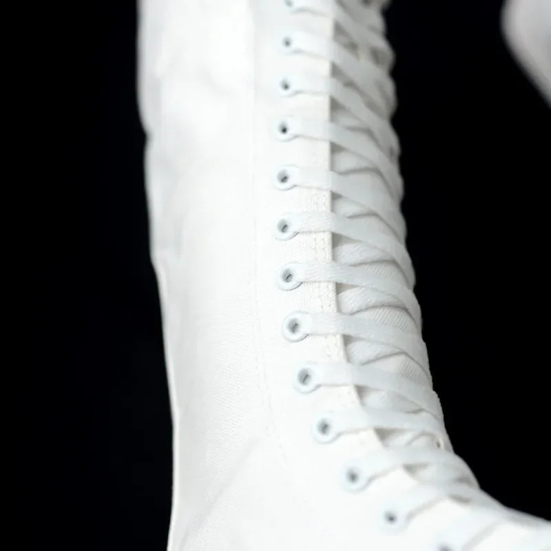 Canvas Long Boots for Women High Top Shoes Lace Up Knee Flats Casual Vulcanized Sneakers Girls 250801