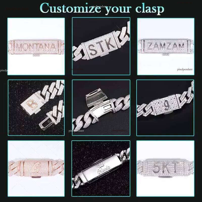 Hip Hop Iced Out Dia Necklace 22mm Wide Gold Plated Heavy Sier VVS Moissanite Cuban Link Chain for Men
